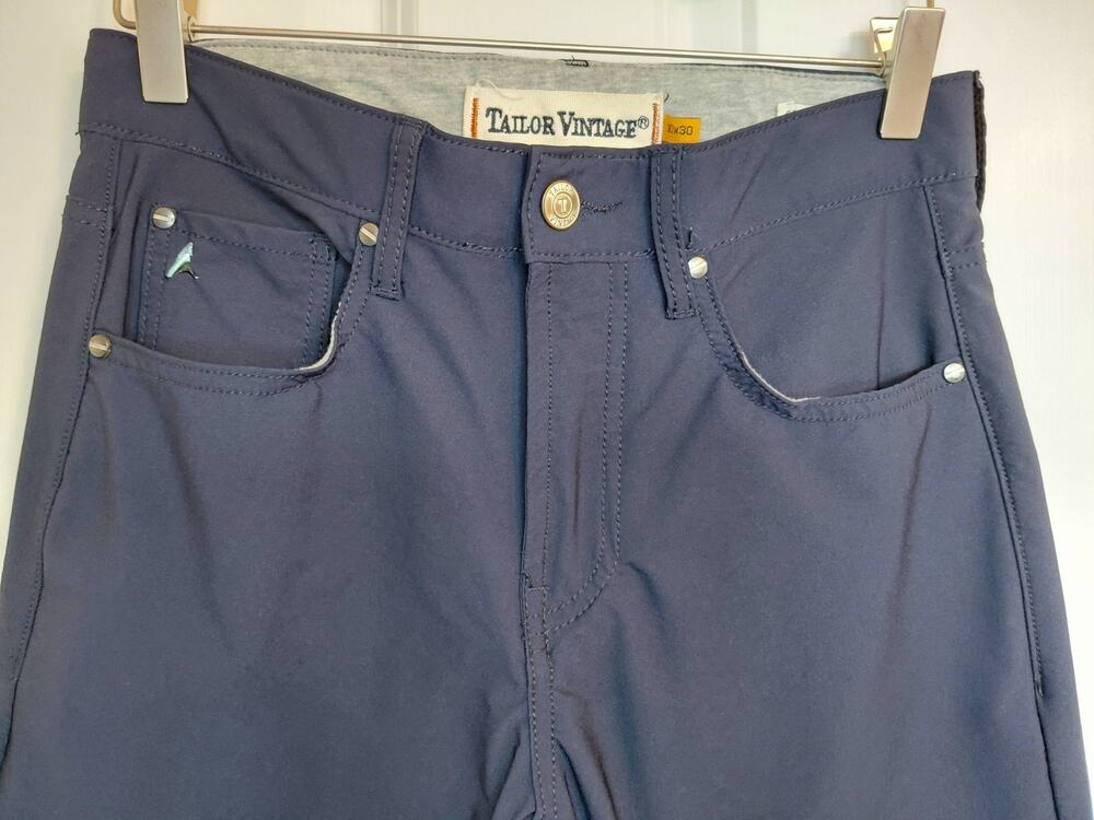 Tailor Vintage Canaan Slim Fit Tech Pants Navy Blue Men's Stretch 5-Pocket 30x30